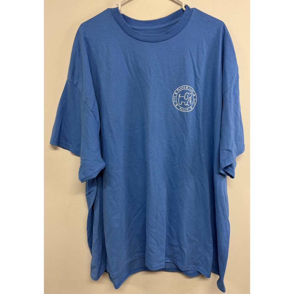 Puppie Love Rescue Graphic T-Shirt Blue Cotton Short Sleeve Mens 3XL XXXL